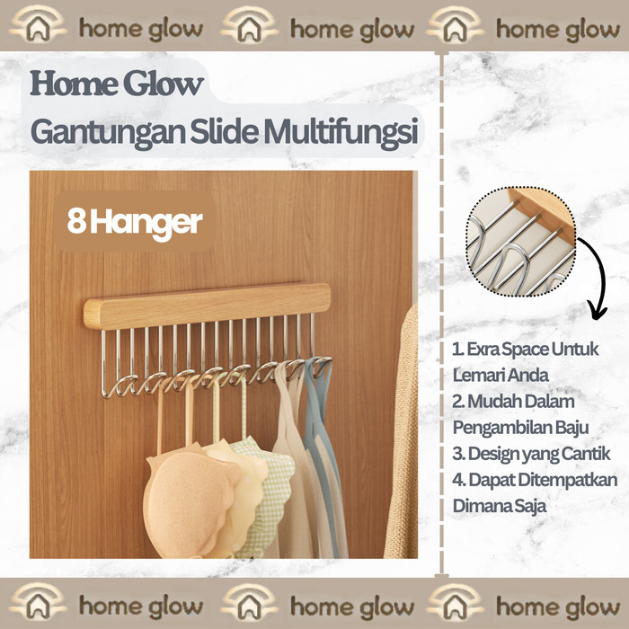 Home Glow Gantungan Baju Lemari Sliding / Gantungan Tempel Lemari / Gantungan Sliding