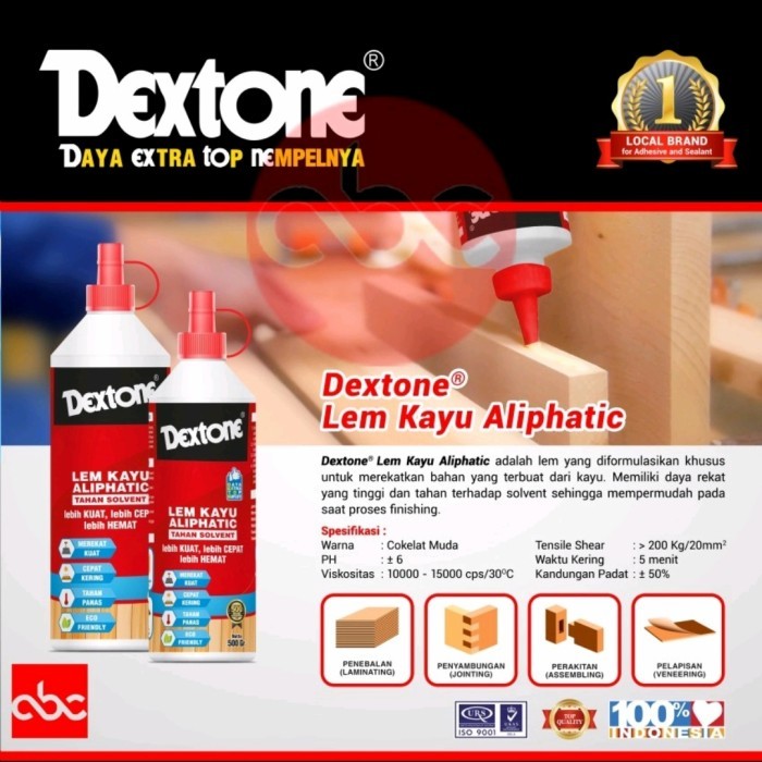 

Dextone ALIPHATIC 500gr Lem Kayu Tahan Solvent Serbaguna Warna Coklat