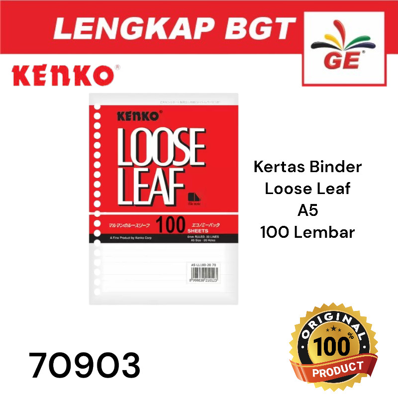 

Refill Kertas Binder Kenko Loose Leaf A5 100 lembar - 70903
