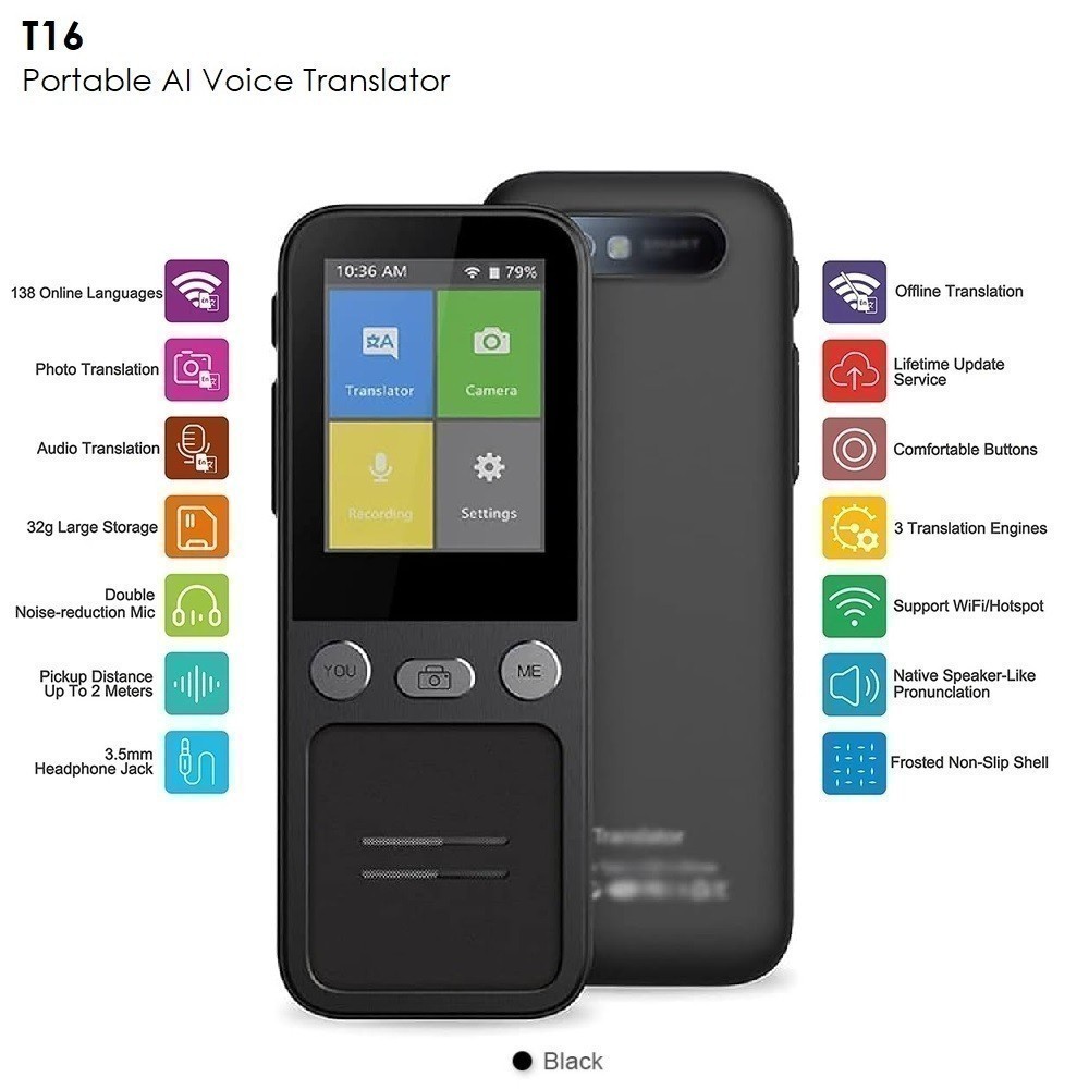 T16 - Portable Audio AI Voice Translator - Support Photo Translation