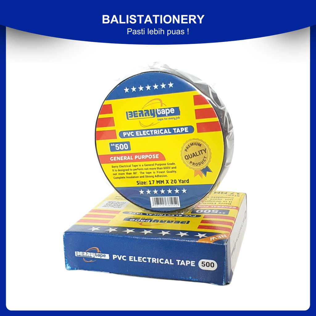 

Isolasi listrik Berry PVC Electrical Tape 500 17mm/Lakban Listrik