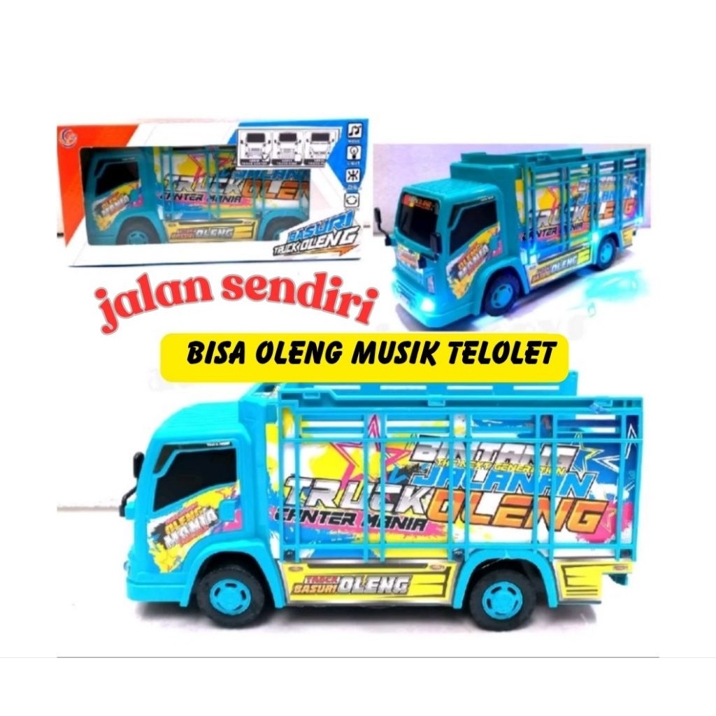 mainan truk oleng full musik dan full lampu basuri, bisa jalan sendiri, mainan truk oleng jalan send