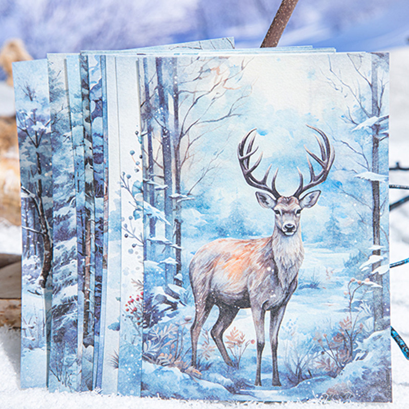 

6Style 30Pcs/bag winter snow theme material paper creative handbook material DIY scrapbook envelope greeting card glass diary