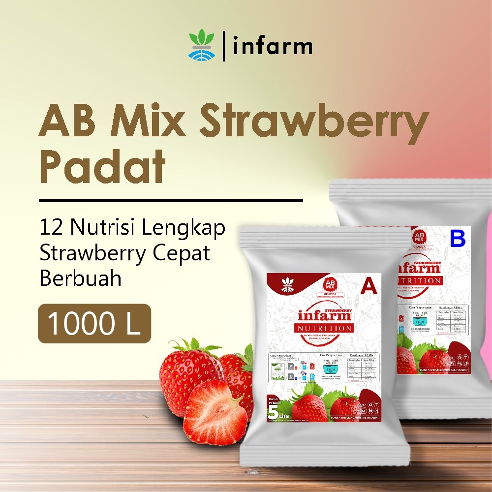 INFARM - Nutrisi Tanaman AB Mix Strawberry 1000 Liter  Pupuk untuk hidroponik dan Tanah, Pupuk Buah 
