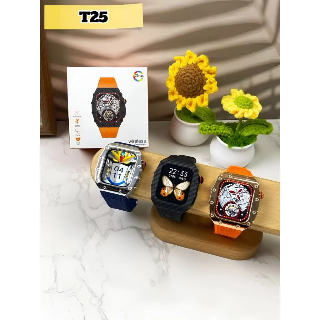 Jam Tangan Smartwatch T25 Pria Telepon Infinite Display Finger Tap WA Olahraga