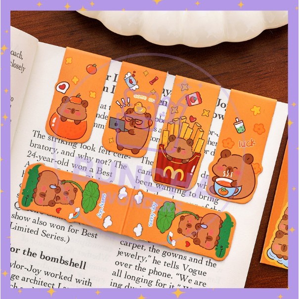 

BW Pembatas Buku Motif Cartoon Capybara Kapibara Panjang Penanda Buku Magnet Bookmark A-PB008
