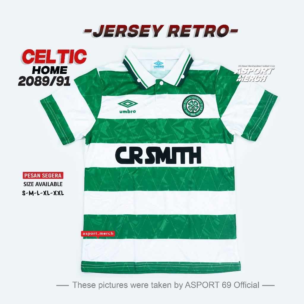 ASPORT CELTIC RETRO HOME 1989 1991 SOCCER  RETRO CELTIC 89 91 HOME KIT
