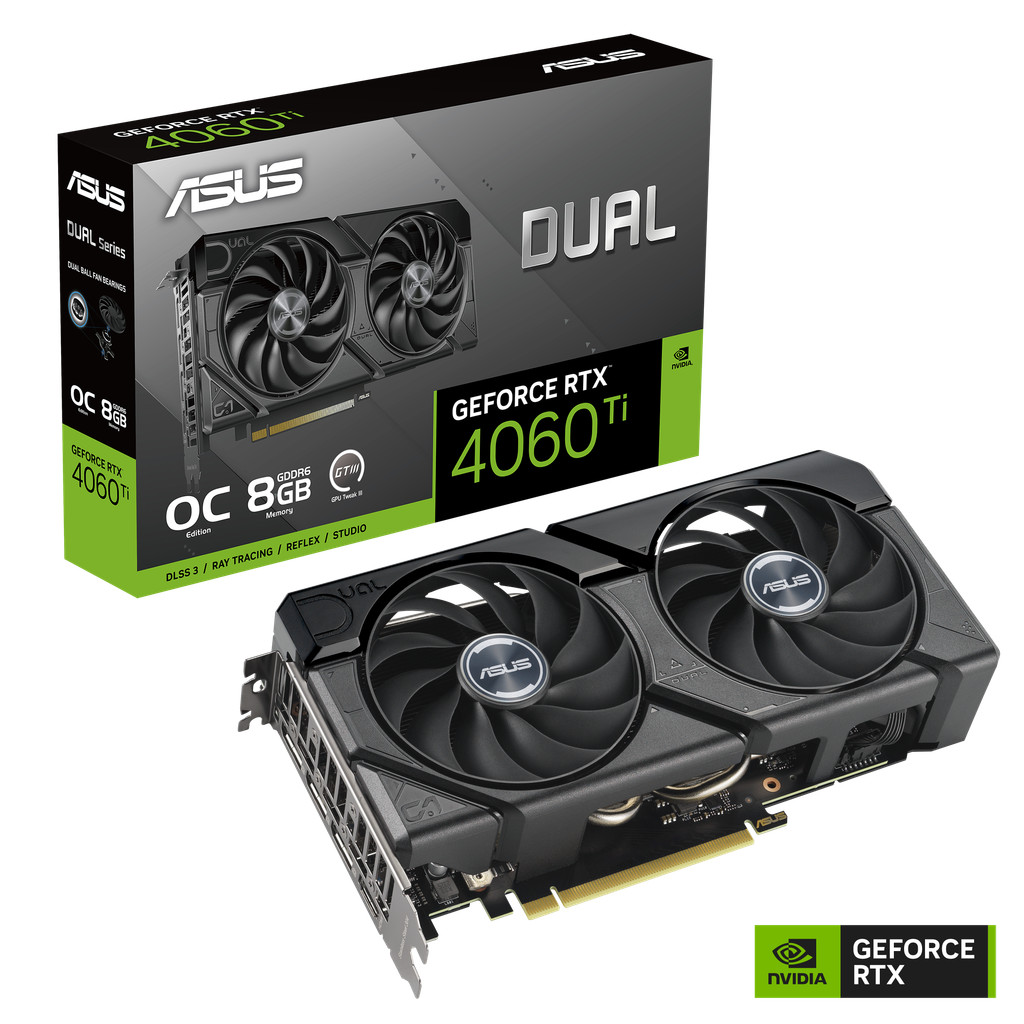 VGA ASUS DUAL RTX 4060 Ti O8G EVO, SSD, WHITE – 8GB GDDR6, Varian Desain & Performa Gaming Terbaik