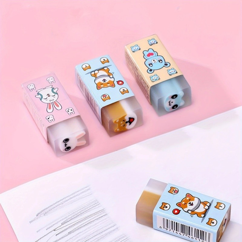 

6pcs Cute Animal Erasers - Kawaii Mini Pencil Toppers for Youngsters, Perfect Back to School Gifts & Classroom Rewards
