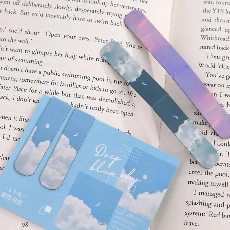 

2pcs/pack Fantasy Landscape Magnetic Bookmark Creative Bookmarks for Books Readers Sool Supplies Stationery Gifts for Students