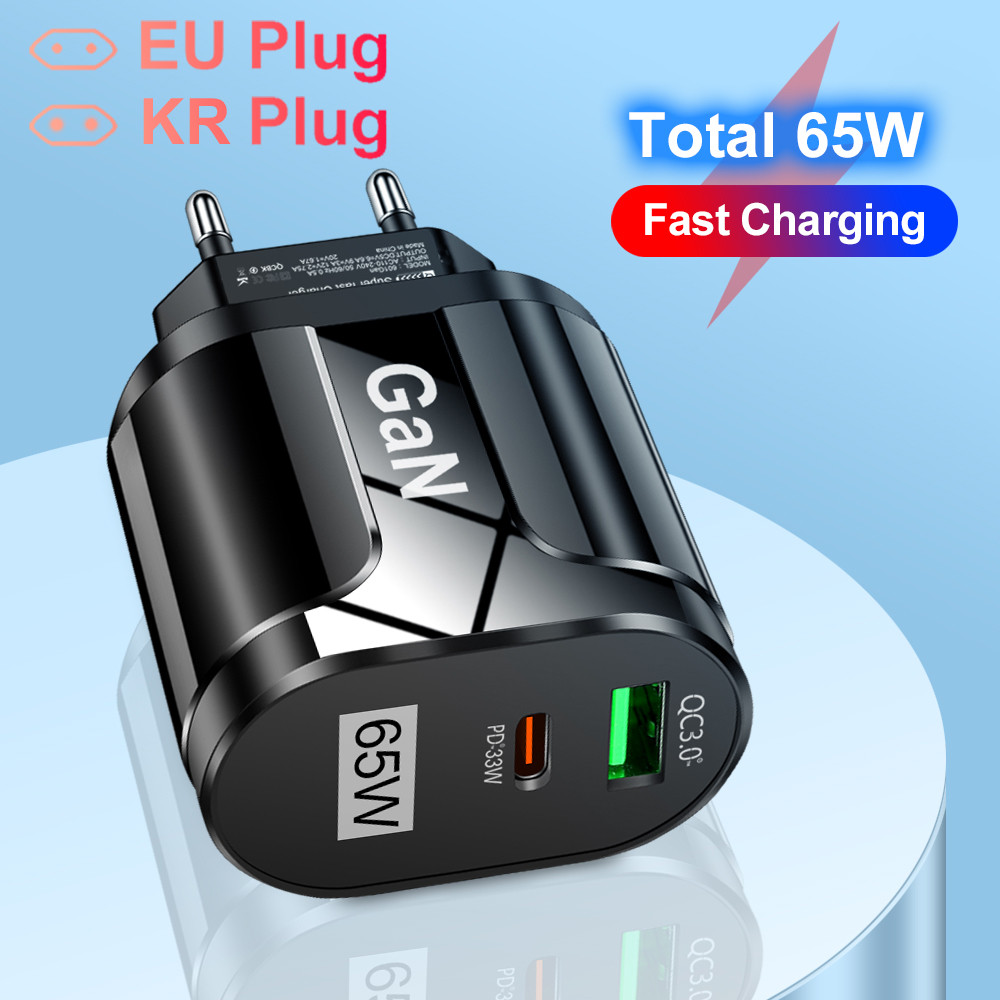 65W GaN USB C  arger Quick  arge Korea EU US Plug PD USB-C TypeC Fast USB  arger For iPhone 14 Xiaom
