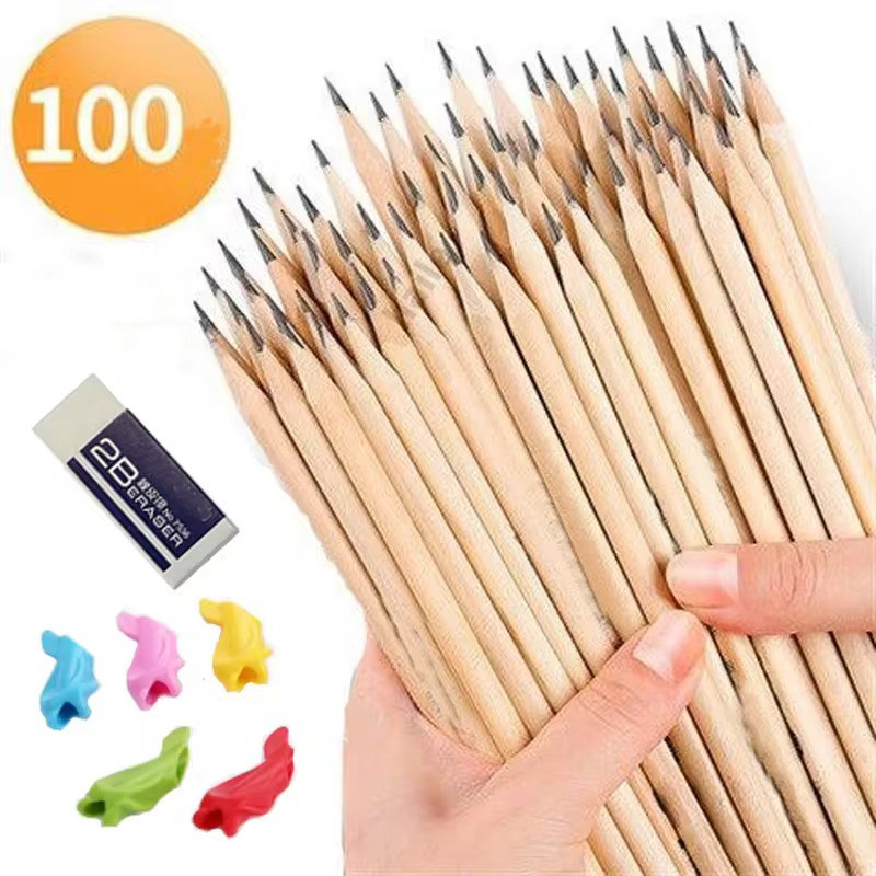 

100/50Pcs/set Pencil HB Natural Hexagon Wooden Pencils for Children Painting Drawing Sketch Writing Stationery School Supplies