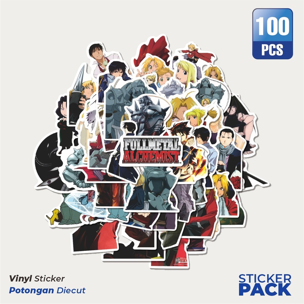 

100 PCS STIKER Anime Fullmetal Alchemist (Hagane no Renkinjutsushi) Waterproof Aesthetic- Untuk Laptop, Motor, dan Helm - Paper Stationery Pack