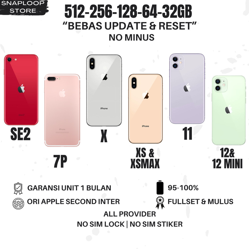 iphone normal 12 11 pro max xr xs x 7p se gen 2 second no minus 256gb/128gb/64gb/32gb original 100%