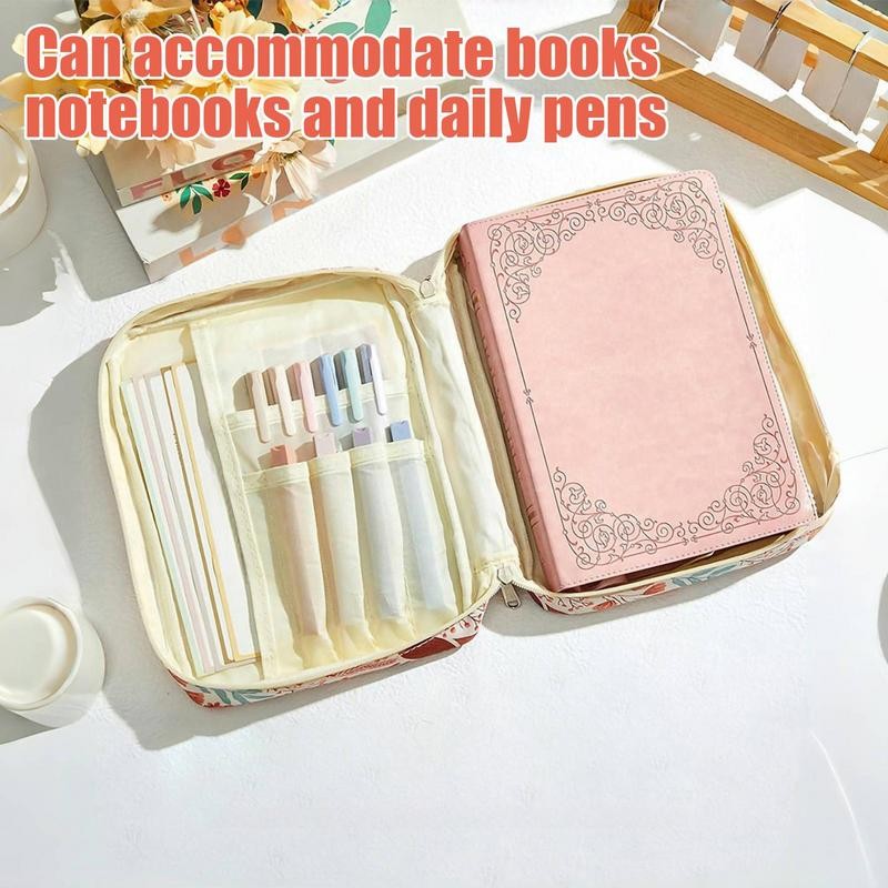 

Bible Bags For Women Bible Book Cover With Flower Printing Storage Organizer Portable Aesthetic Zipper Pouch Study Supplies
