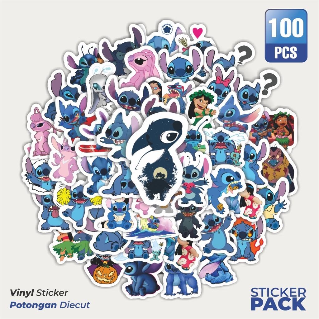

MURAH 100 PCS Stiker Kartun Lilo & Stitch Stiker Waterproof Aesthetic- Untuk Laptop, Motor, dan Helm - Paper Stationery Pack