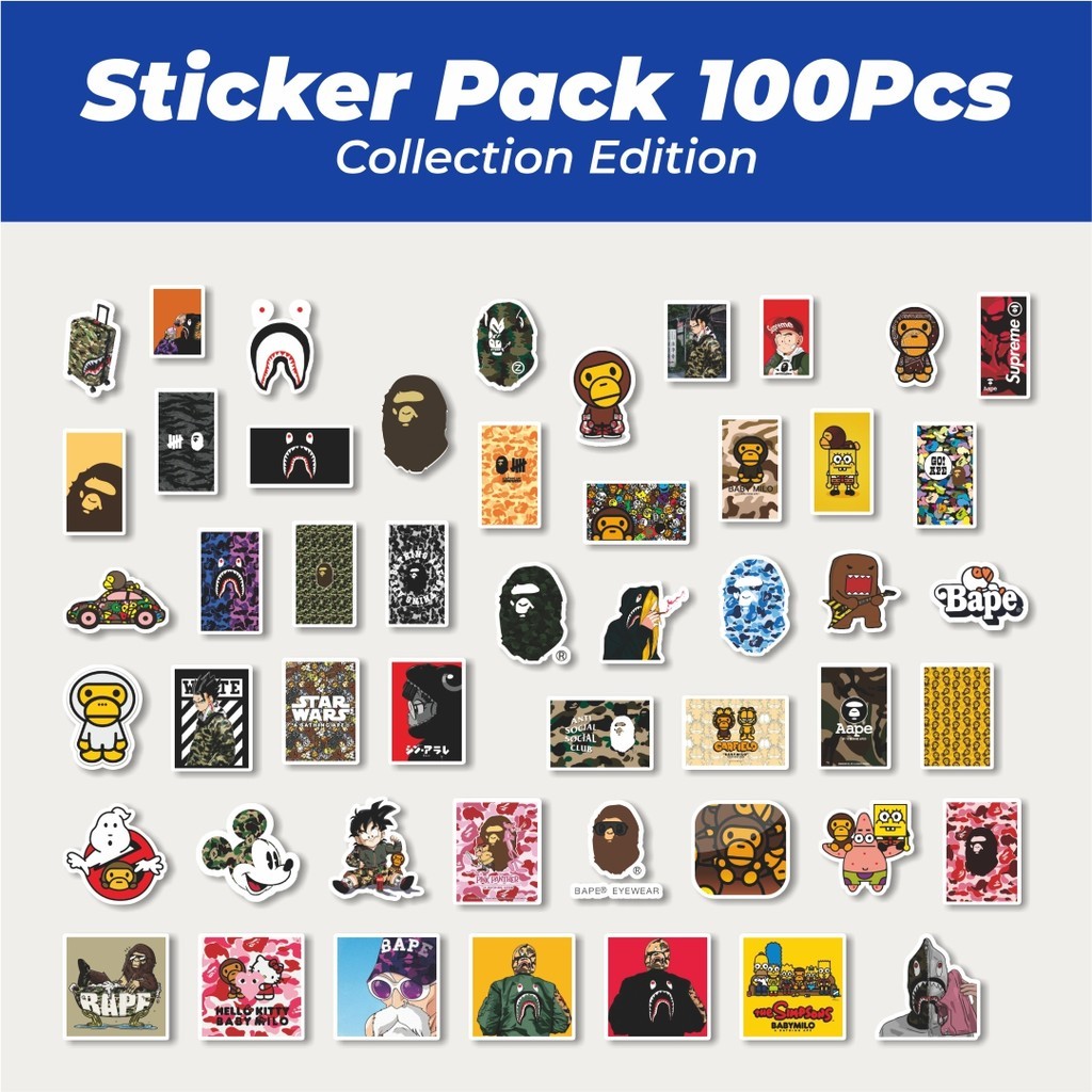 

Hot Stiker Bape Shark Lucu Anti Air Stikers Berperekat Waterproof Sticker Decal Buat Motor Helm Buku Journal Koper Casing HP Laptop Botol Minum