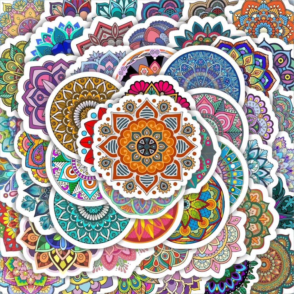 

100PCS Lucu Stiker Desain Mandala Stiker Aesthetic Stiker Anti Air Stikers Berperekat Waterproof sticker decal buat Motor Helm Buku Journal Koper Casing HP Laptop Botol Minum Hadiah anak