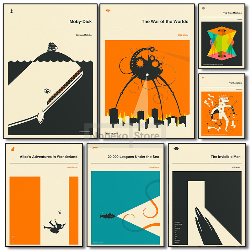 

Classic Novel Posters Minimalist Book Cover Prints Canvas Painting Wall Art Pictures Home Living Room Modern Bookworm Decoration