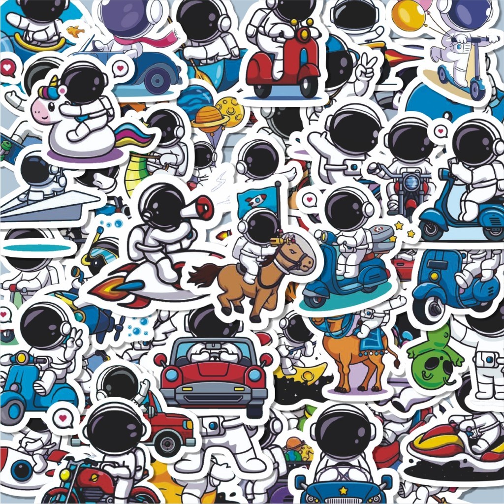 

100PCS Lucu Stiker Astronot V1 Stiker Aesthetic Stiker Anti Air Stikers Berperekat Waterproof sticker decal buat Motor Helm Buku Journal Koper Casing HP Laptop Botol Minum Hadiah anak