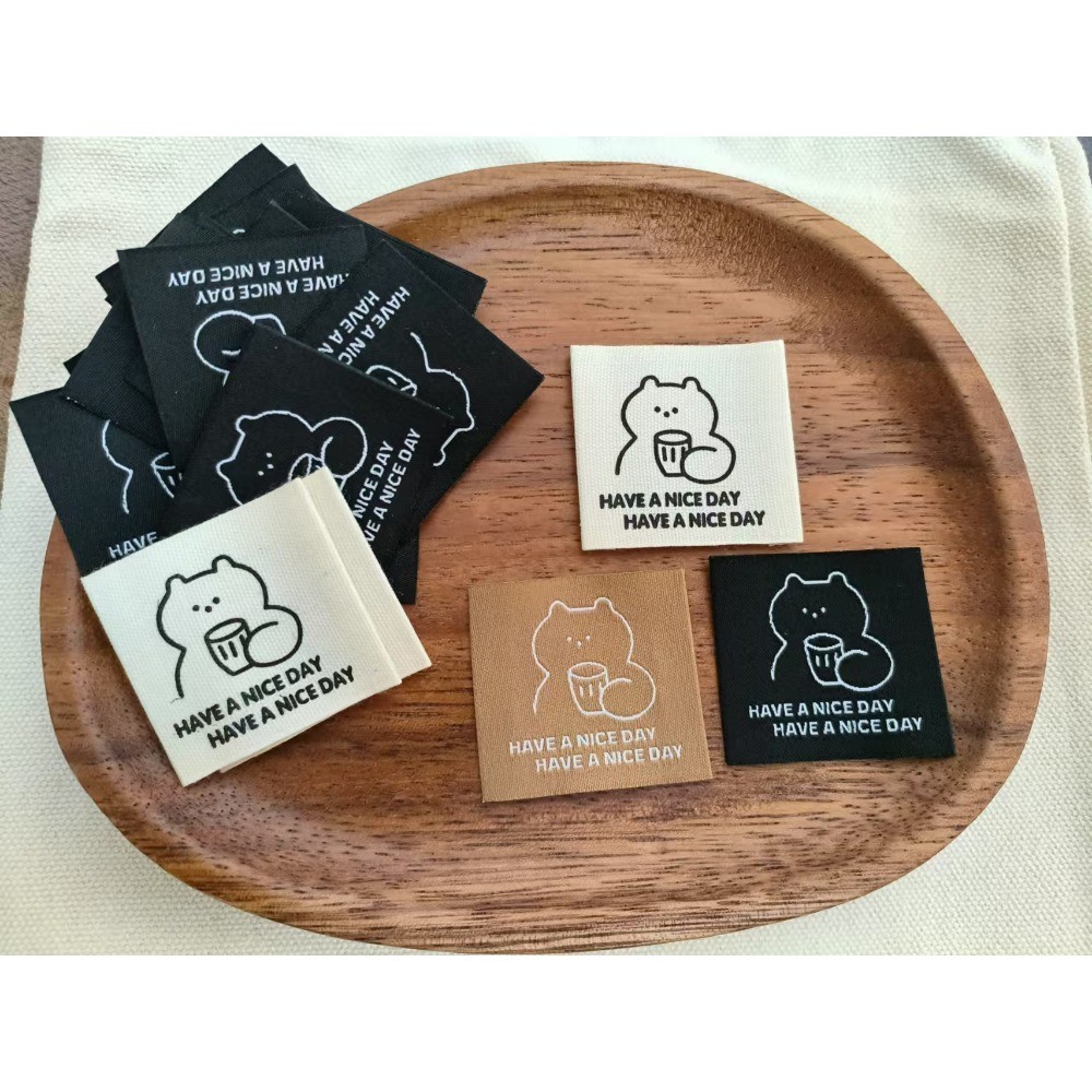 

3-Color Cup Bear Pattern - Printed & Woven Clothing Labels - DIY Craft Labels for Garments，Handmade Tags Sewing & DIY Projects