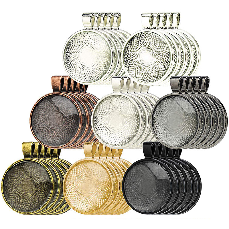 

JUYA 10pcs Pendant Cabochon Base DIY Jewelry Making 25mm Inner Size Plated Crafts Setting Necklace jewellery Findings Accessory