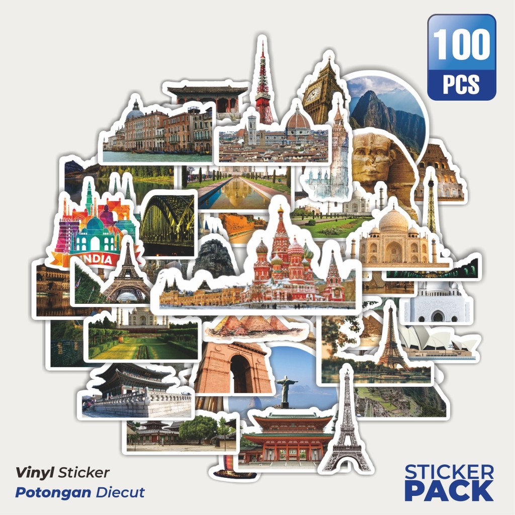 

MURAH 100 PCS Stiker World Famous Waterproof Aesthetic- Untuk Laptop, Motor, dan Helm - Paper Stationery Pack