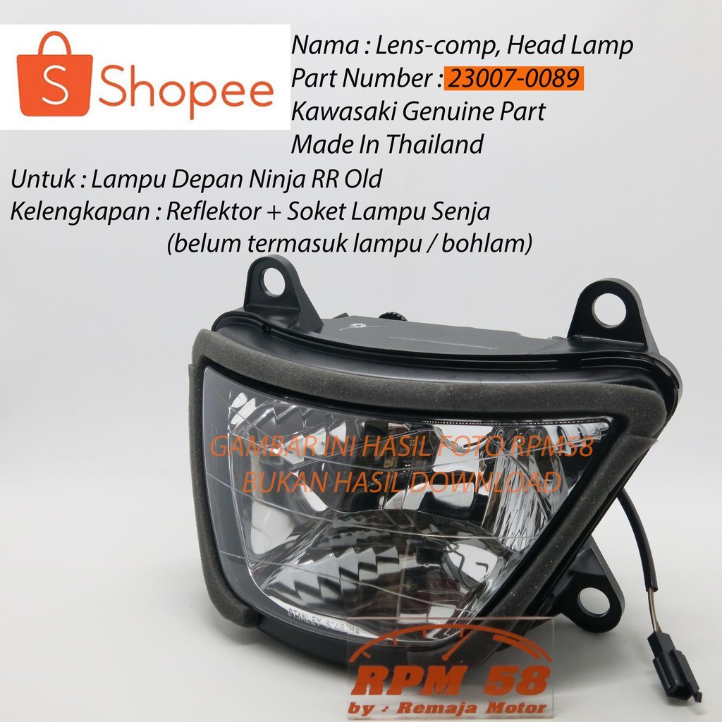 Reflektor Lampu Depan Head Lamp Kawasaki Ninja RR Old KRR ZX150 23007-0089 23004-1516