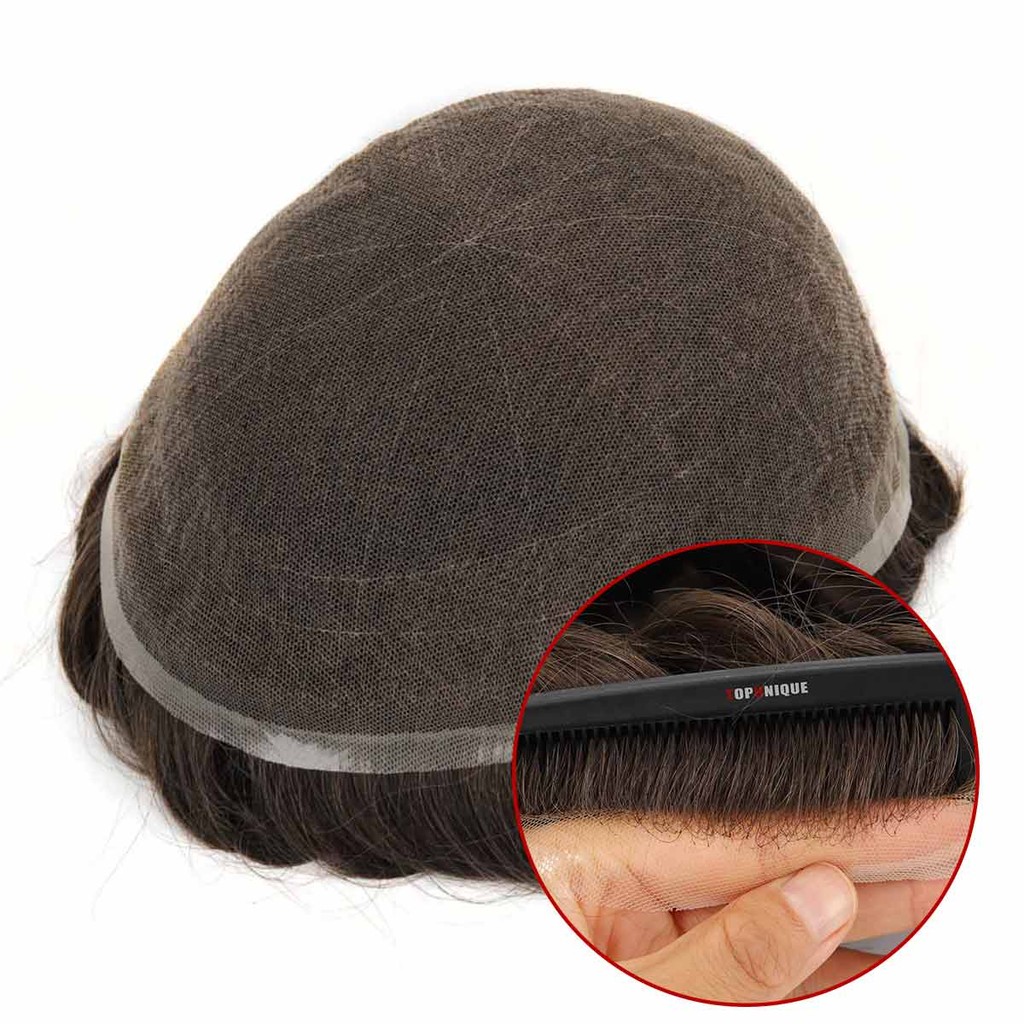 Beeos Full Swiss Lace Toupee Men Indian Human Hair Toupee Men Hair Replacement System Protesis Capil