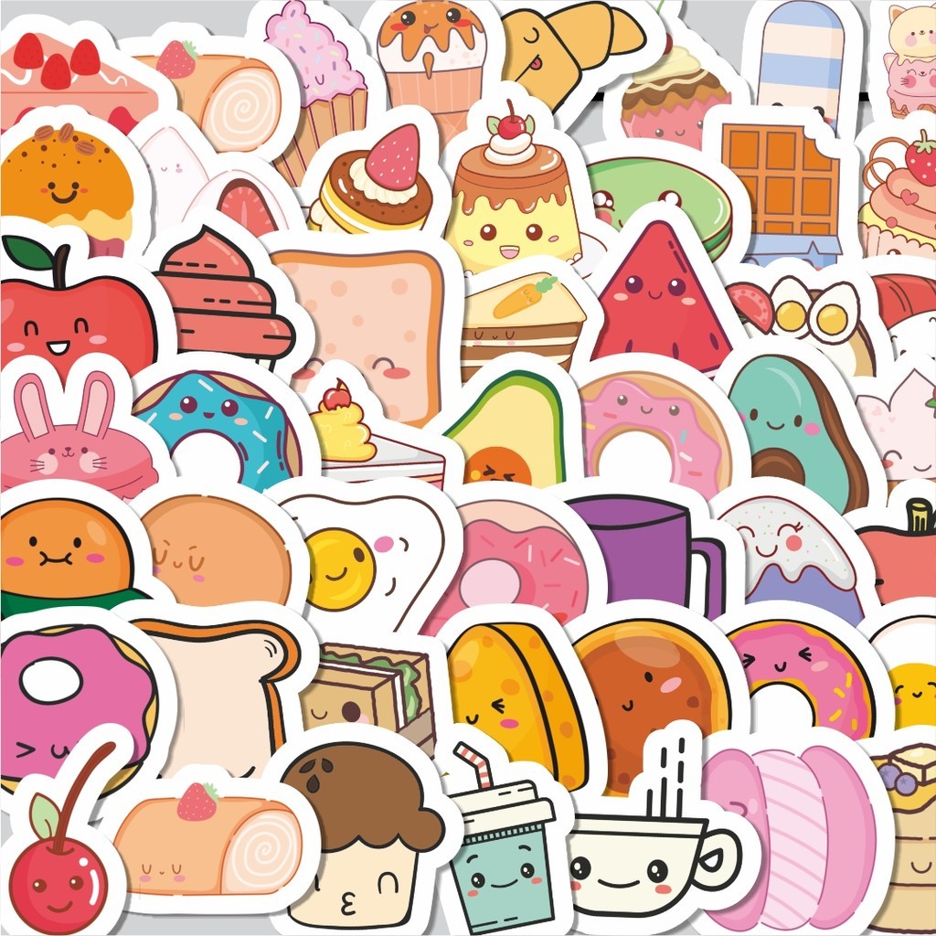 

Stiker Cutting Pack Stickr Kartun Dessert Lucu Isi 100Pcs Series Aesthetic Lucu Keren Untuk Koper Bahan Vynil