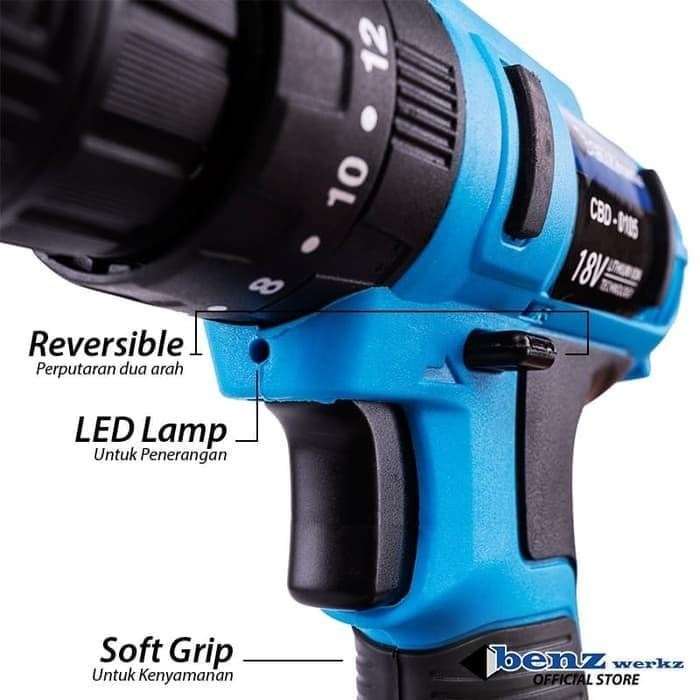 Bor Baterai Cordless lmpact Drill 18V / Bor Tangan torque baterai Benz werkz - KODENKI