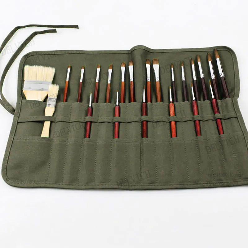 

22/30 Holes Canvas Roll Up Pencil Bag Wrap Holder Storage Pouch Art Sketch Drawing Painting Brush Pen Stationery Organizer Case