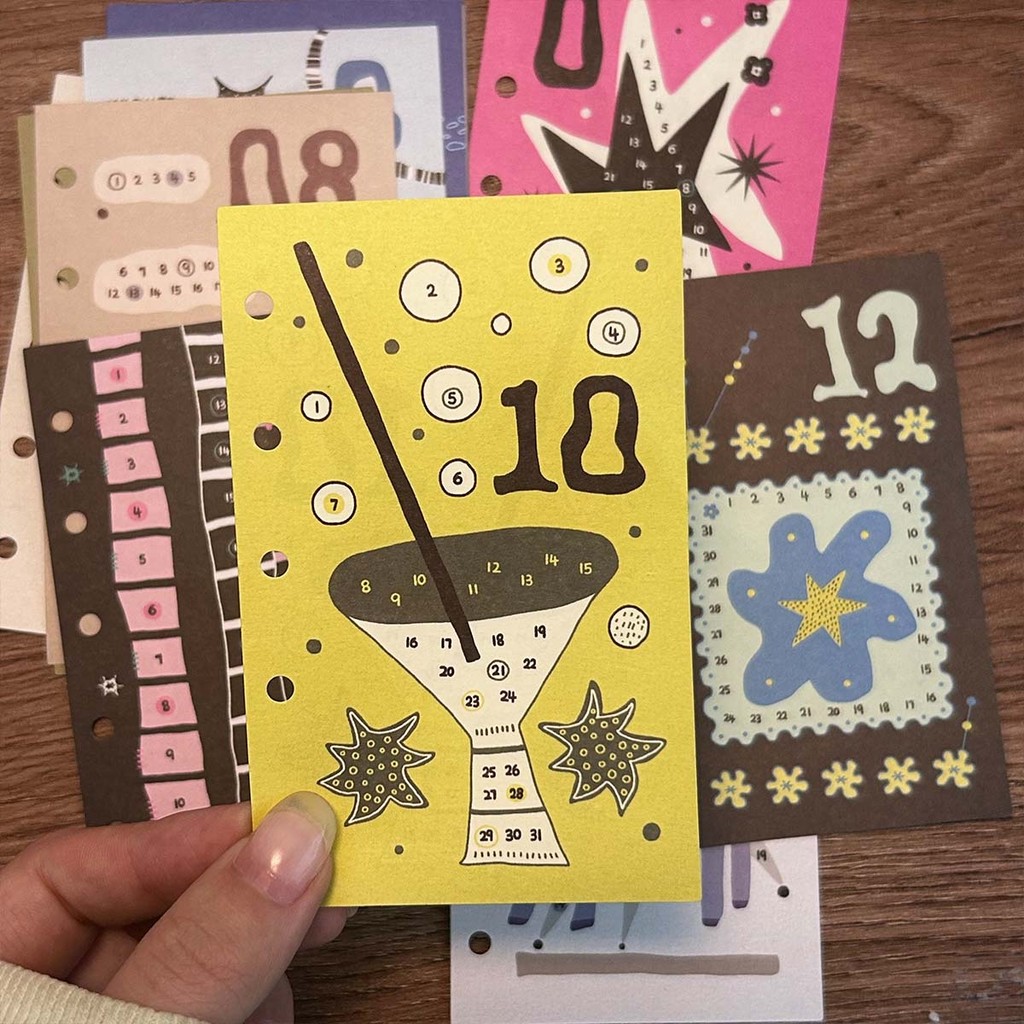 

M5 Monthly Calendar 12sheets Loose Leaf Notebook Refill Spiral Binder Inner Page Monthly To Do Line Inside Paper Stationery