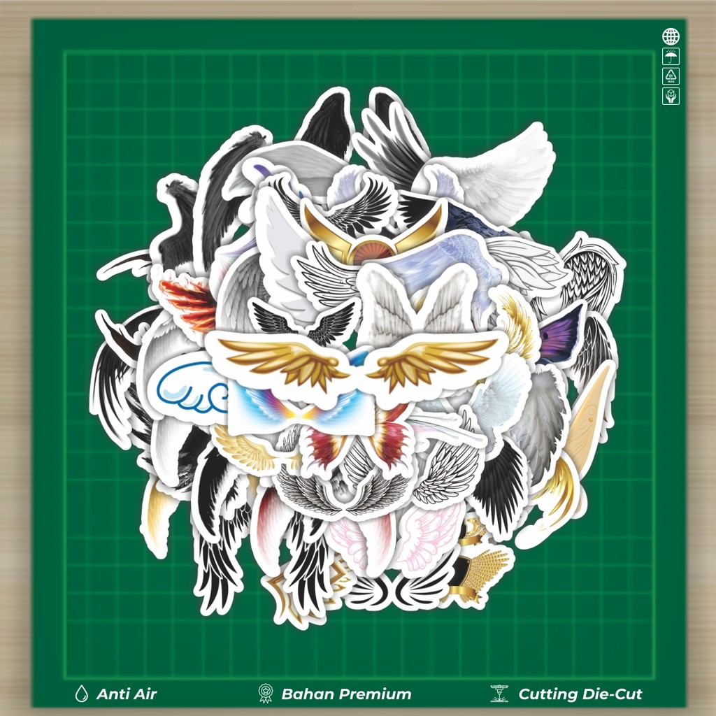 

HOT 50 PCS STIKER Stiker Motif Sayap [Angel/Sayap malaikat, Butterfly/Kupu kupu, Fantasy Wings] Stiker Fashion Cars Decal Dingin Kartu Album Custom Vinyl Anti Air- Sticker Aesthetic Buku Journal Koper Casing HP Tablet Laptop Helm Motor Botol Minum
