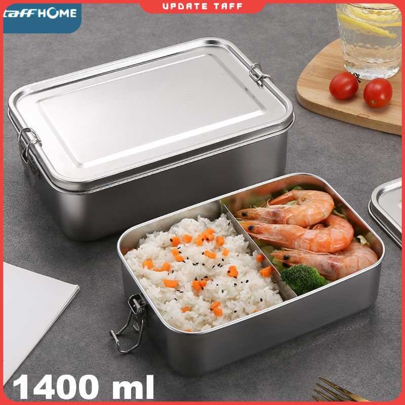 TaffHOME Kotak Makan Lunch Box Stainless Steel 2 Grid 1400ml - UP-14