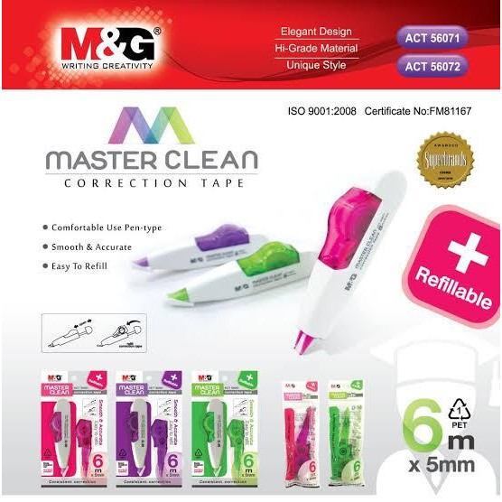 

M&G Correction Tape ANTI PUTUS Master Clean 6m + Reffil ACT56071