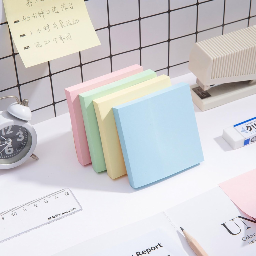 

M&G 4 Pcs Sticky Note High Adhensive Portable Post-It Notes for Office Supplies 76 x 76mm 4 Color 400 Sheets