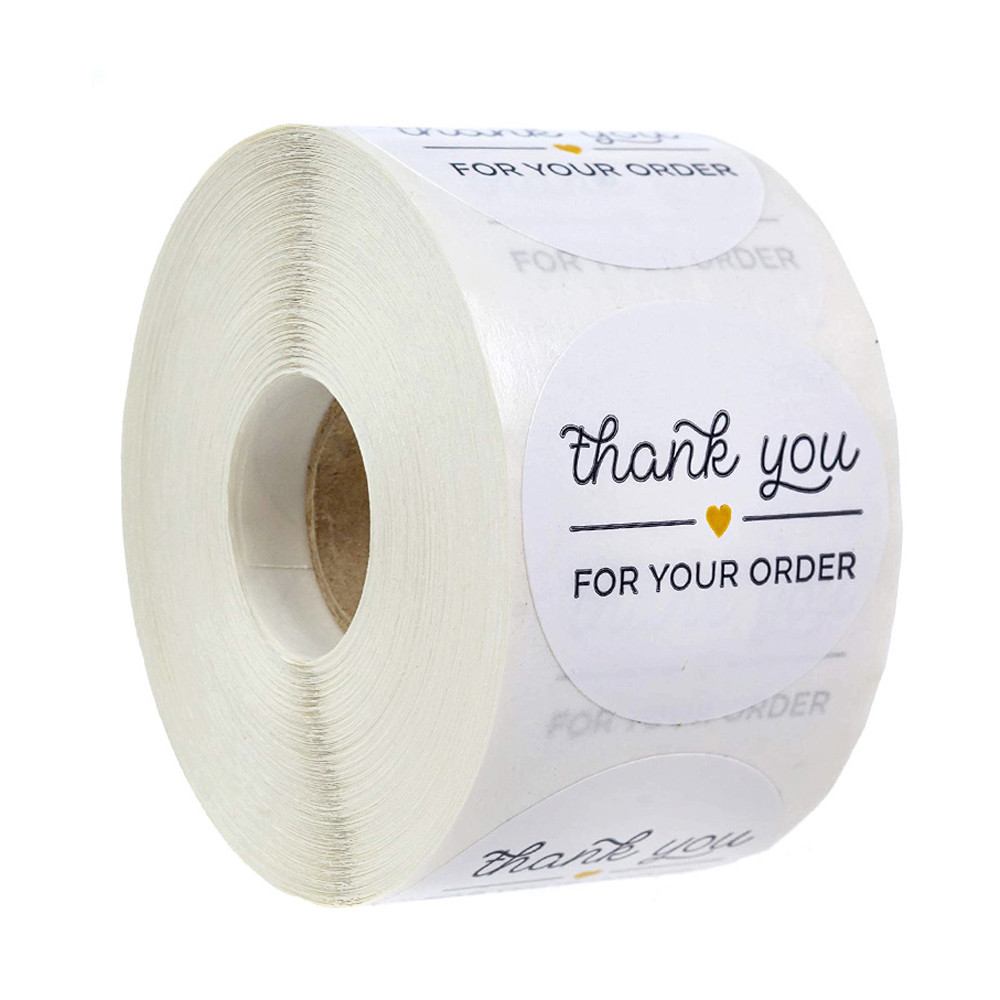 

Round Paper Thank You For Your Order Sticker 100-500pcs Thanks For Shopping Shop Local Handmade Sticker White Label Stickers
