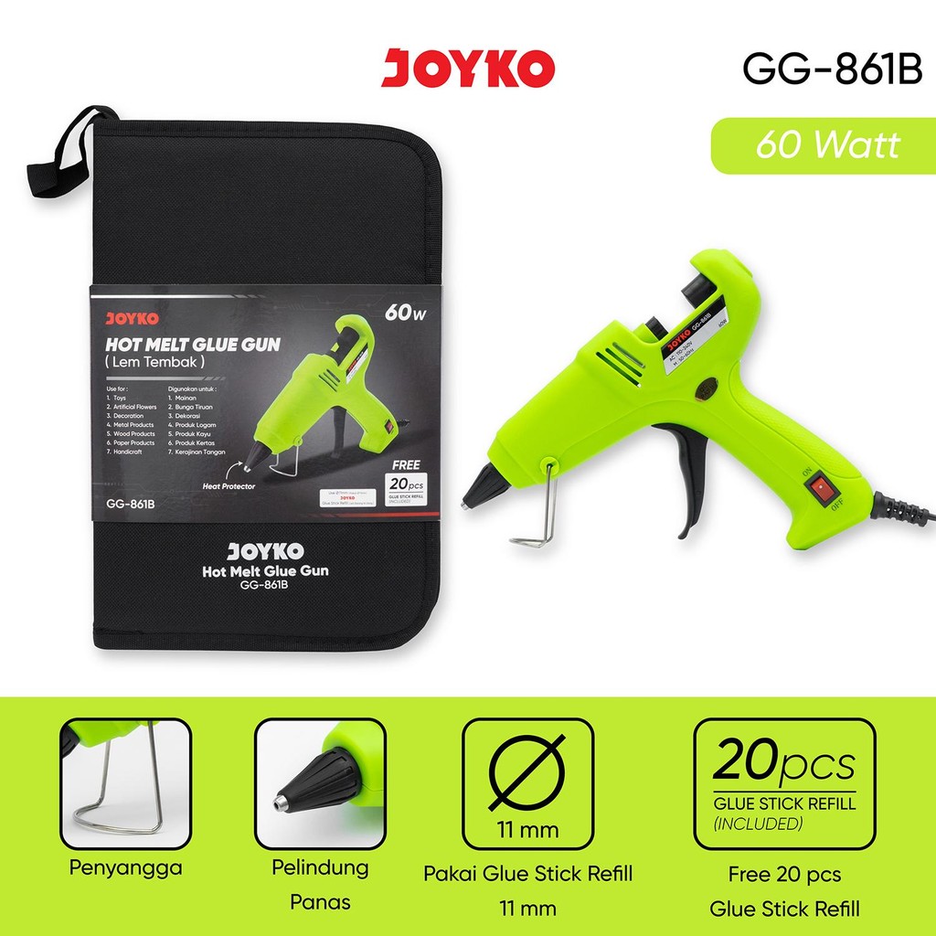 

JOYKO Glue Gun Lem Tembak GG-861B 60W with Bag and Glue Stick Refill