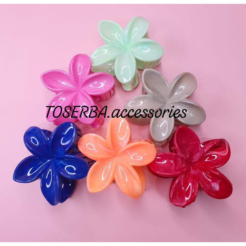 Jepit Rambut Bunga Kamboja Warna Warni / Jepit Rambut Korean Bunga Kamboja / Jepitan Rambut Bunga Ka