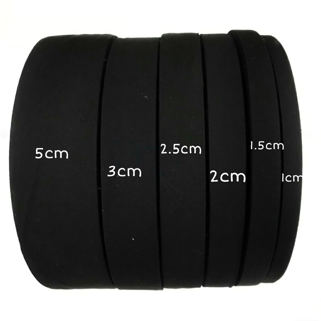 100 METER - LABEL PITA KATUN POLOS HITAM | LABEL HIJAB | BAJU