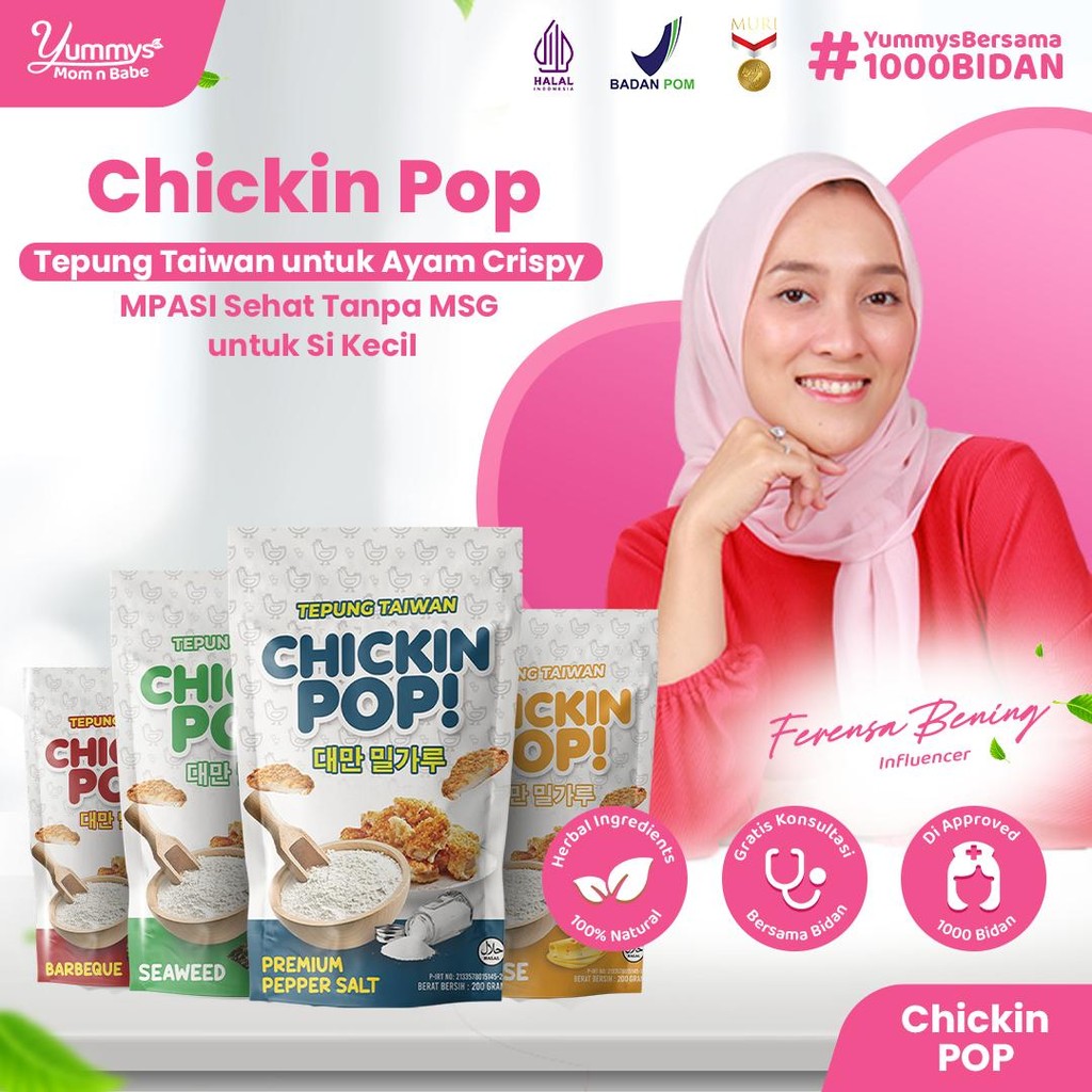 

Chickin Pop - Tepung Taiwanese 200gr | Tanpa MSG & Pengawet, Cocok untuk MPASI