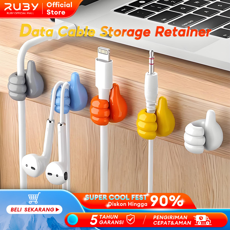 

Data cable storage retainer charging cable thumb hook cable manager desktop tableside hub artifact