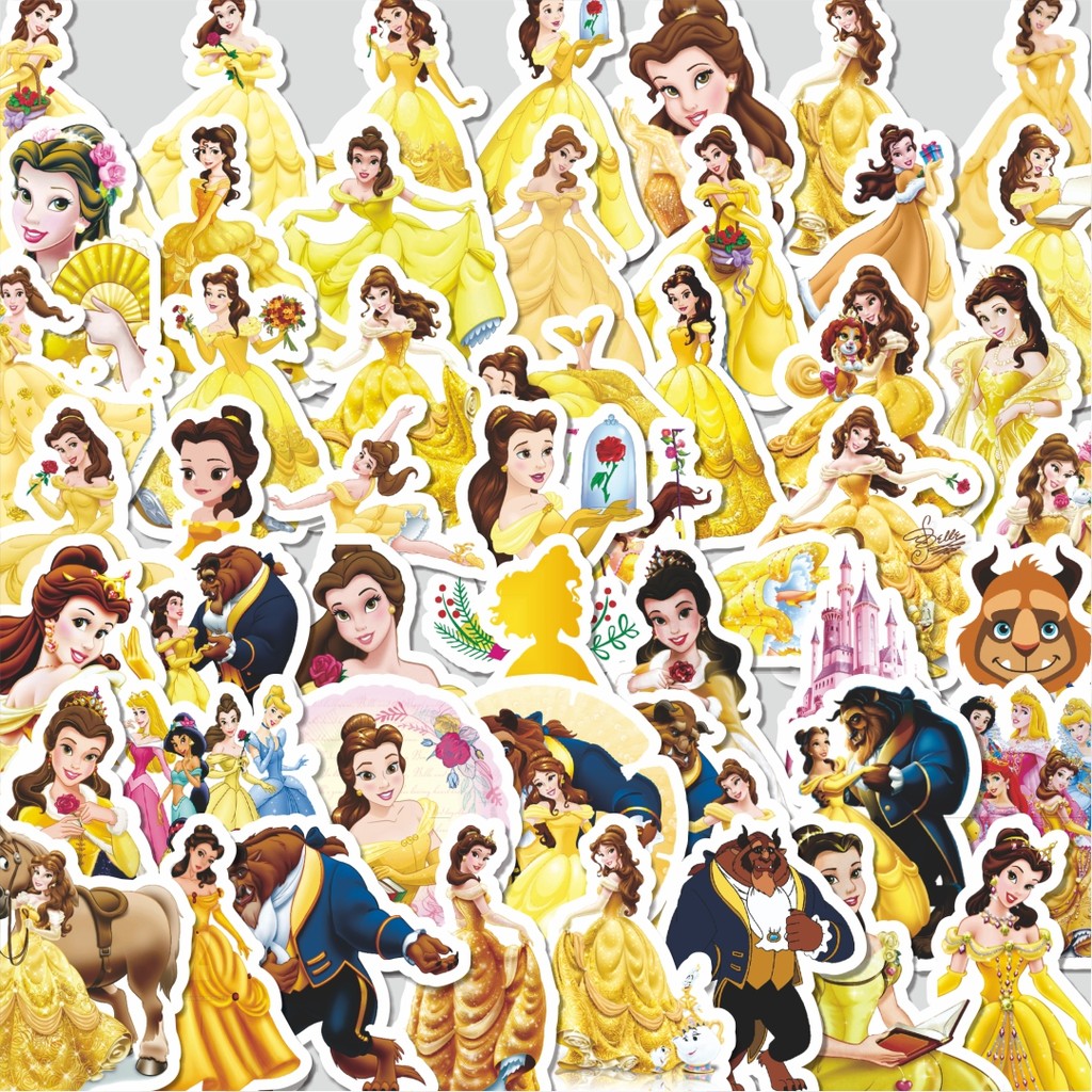 

Stiker Cutting Pack Stiker Disney Princess Belle Beauty and the Beast Isi 100Pcs Series Aesthetic Lucu Keren Untuk Koper Bahan Vynil