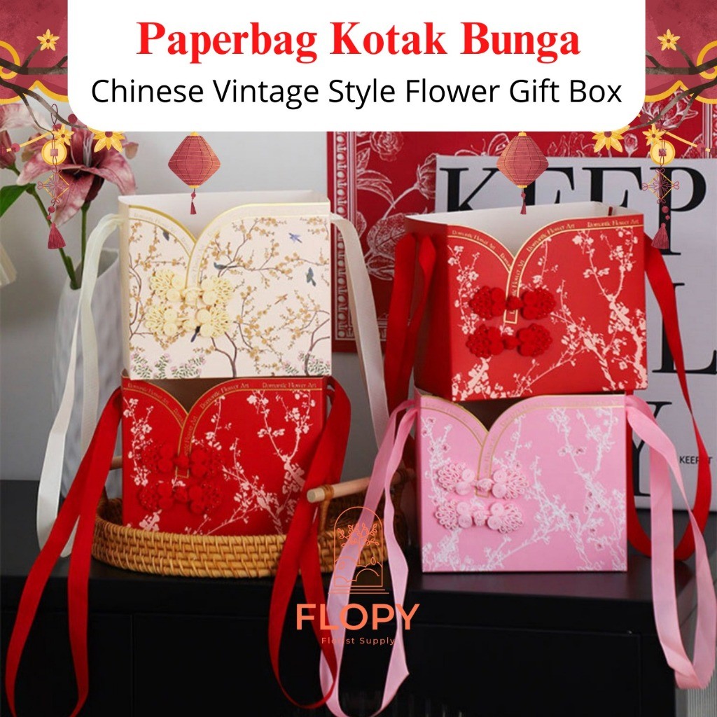 

[ 15,5 CM x 10 CM ] Paperbag Kotak Bunga - Tas Kertas Dekorasi Chinese