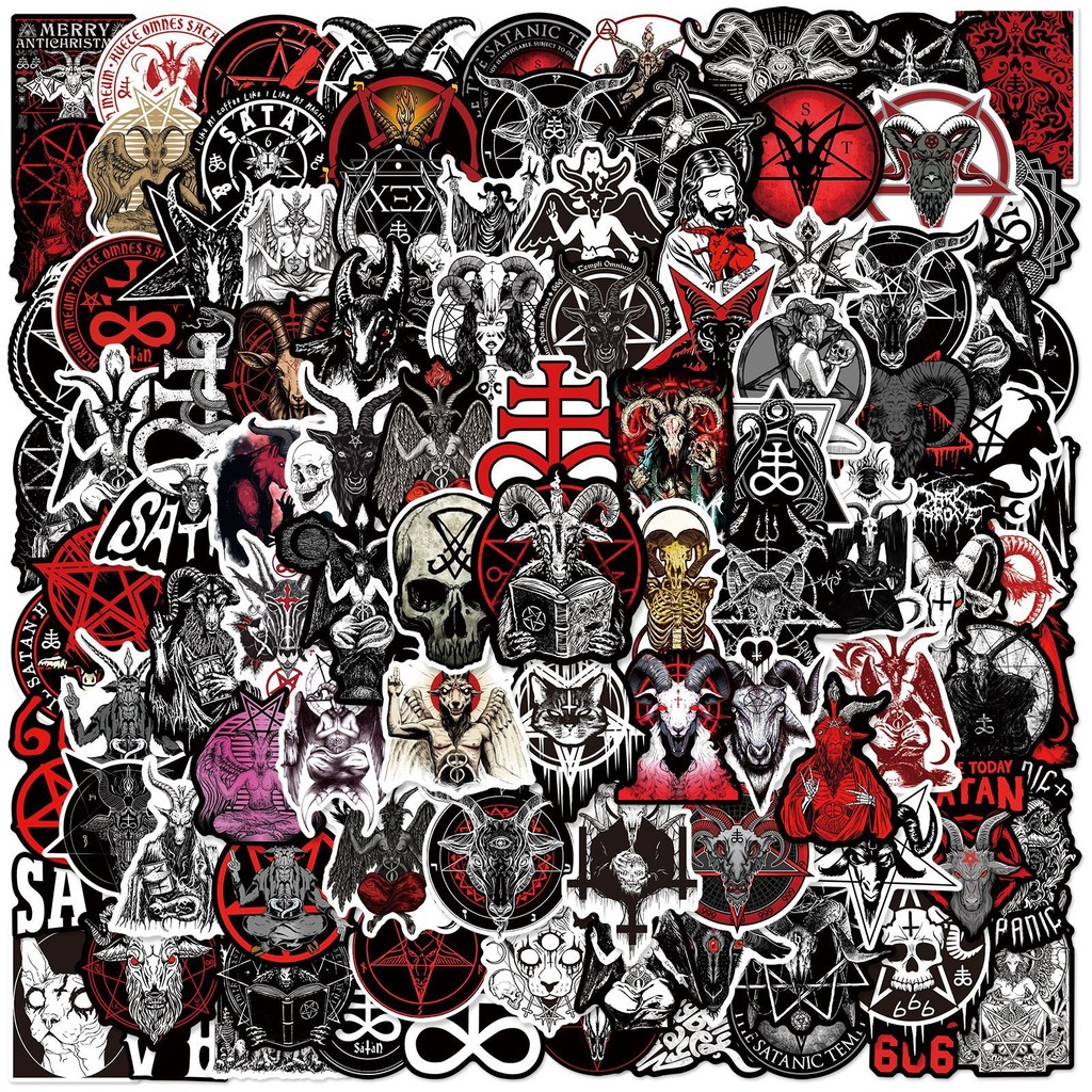 

100Pcs Mixed Devil Satan Stickers Demon Satan for Travel Luggage Phone Laptop Suitcase Skateboard Motorcycle Helmet Decals