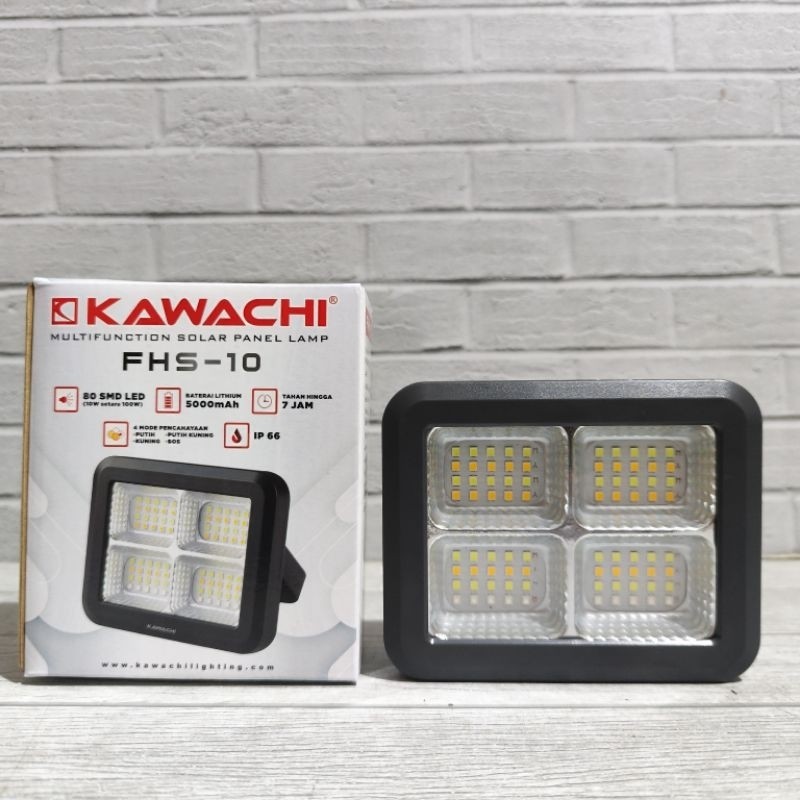 KAWACHI LAMPU EMERGENCY LED SOROT SOLAR PANEL LAMP FHS-10 10 WATT IP66 TERJAMIN BERKUALITAS BAGUS