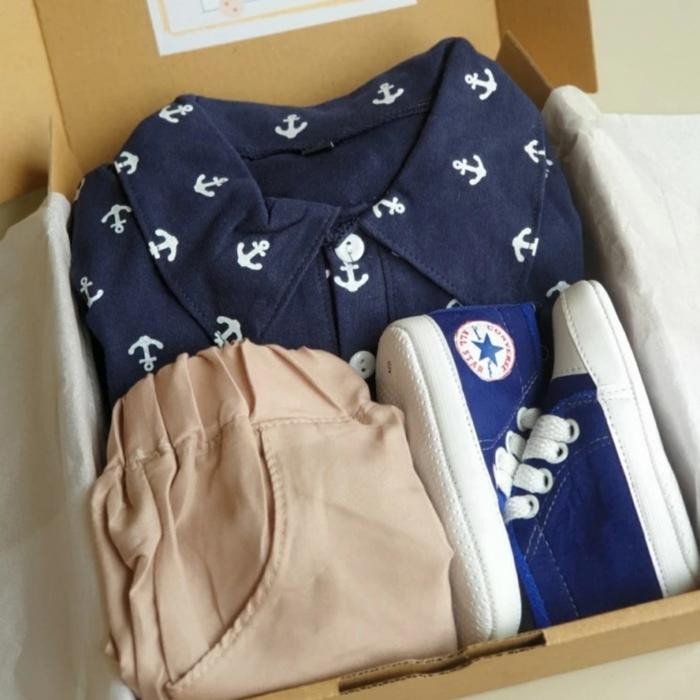 

PREMIUM Hampers Kado Anak Gift Set Kado Ulang Tahun Anak Hampers bayi - Navy Jangkar, 0-1 Tahun