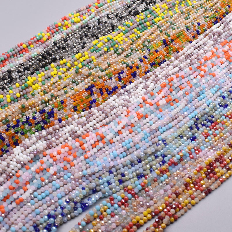 New Mixed Color 2mm 3mm 4mm Crystal Rondell Beads Faceted Glass Beads Loose Spacer Beads for Jewelry
