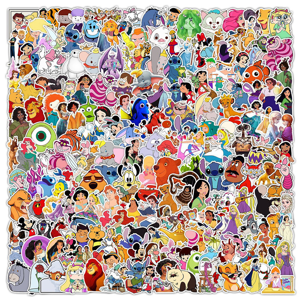 

10/30/50/100/200pcs Cute Disney Mix Stitch Mickey Mouse Princess Stickers Cartoon Decal Fridge Laptop Scrapbooking Anime Sticker